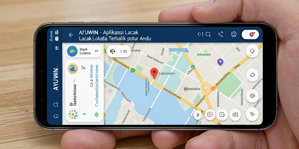 Antarmuka AYUWIN menampilkan fungsi lacak lokasi dengan jelas dan informatif.