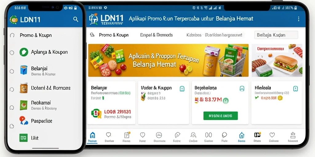 Antarmuka LDN11 menunjukkan berbagai penawaran promo dan kupon menarik.