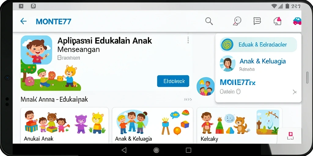 Tampilan antarmuka aplikasi MONTE77 yang menarik dan edukatif.