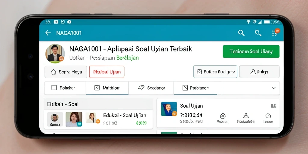Tampilan antarmuka NAGA1001 dengan soal ujian yang interaktif.