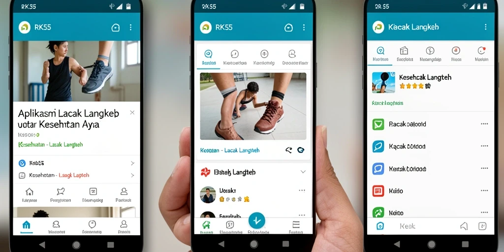 Antarmuka aplikasi RK55 untuk lacak langkah yang menarik.