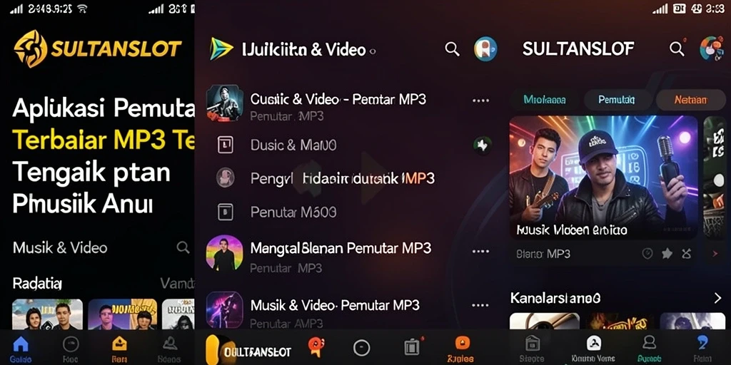 Antarmuka SULTANSLOT menampilkan kontrol pemutar MP3 yang sederhana dan efektif.