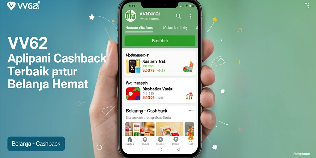 Tampilan antarmuka aplikasi VV62 menampilkan berbagai penawaran cashback menarik.